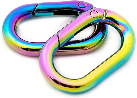 Rainbow Carabiner Metal Spring Key Ring, 4 PCS Spring Keyring Buckle, Oval Ring for Bags,Purses