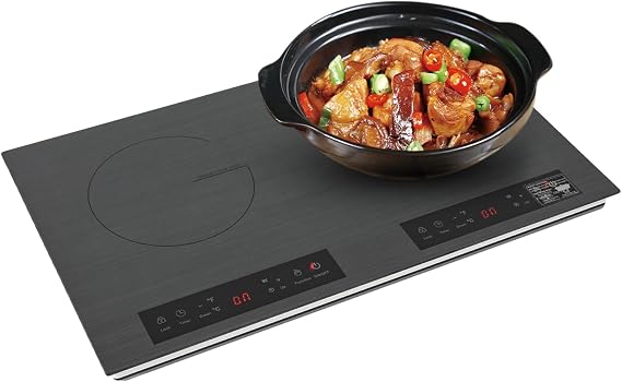 Double Induction Cooktop, Commercial Induction Cooktop 4000W 24 in with 9-Speed Power Levels/Safety Lock/Timer, Countertop Induction Cooker Double Burner Hot Plate for Cooking,