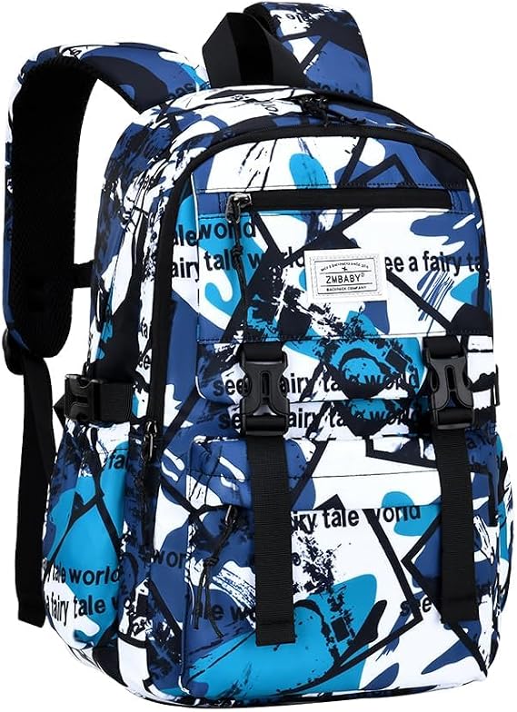 MATMO Kids Camo Backpack Boys Girls Student School Backpacks Mens Camouflage Backpack (Blue, Large)