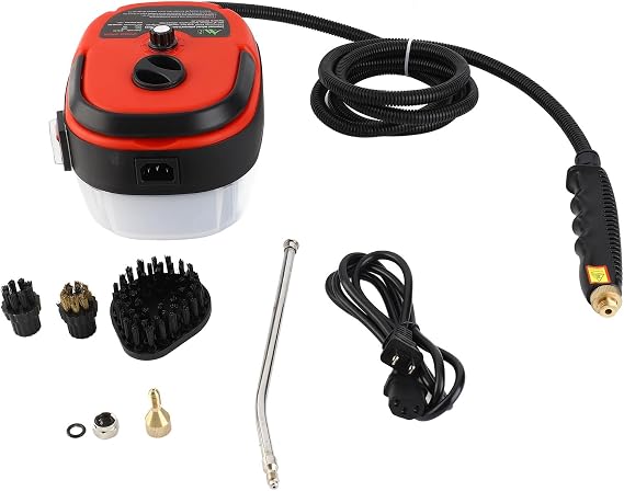 1500W Portable Handheld Steam Cleaner High Temperature Pressurized Steam Cleaning Machine with Brush Heads for Kitchen Furniture Bathroom Car Floor Steamer Cleaning,Red