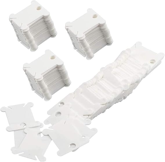 MUZHI Embroidery Floss Bobbins, 128 Pcs Embroidery Floss Organizer, Plastic Embroidery Thread Cards for Cross Stitch Thread Holder Sewing Storage(White)