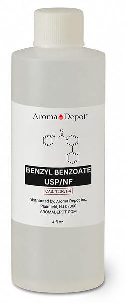 Benzyl Benzoate USP Grade Liquid 4 fl oz High Purity Multipurpose Solvent & Fragrance Fixative for DIY Cosmetic & Crafting Use.