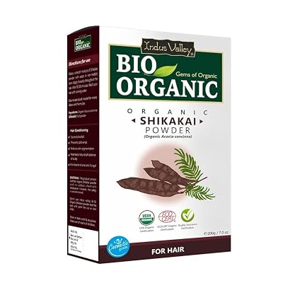 INDUS VALLEY Bio Organic Organic Shikakai Powder for Hair Care 200 gm, Natural Hair Cleanser & Conditioner, Pure Acacia concinna Powder, Natural Hair Wash Powder