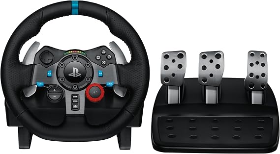 Logitech G 29 Driving Force Gaming Racing Wheel, Two Motor Power Feedback, 900° Steering Area, Racing Steering Wheel, Adjustable Stainless Steel Ground Pedals, PS4/PS3/PC/Mac - UK Connector, Black