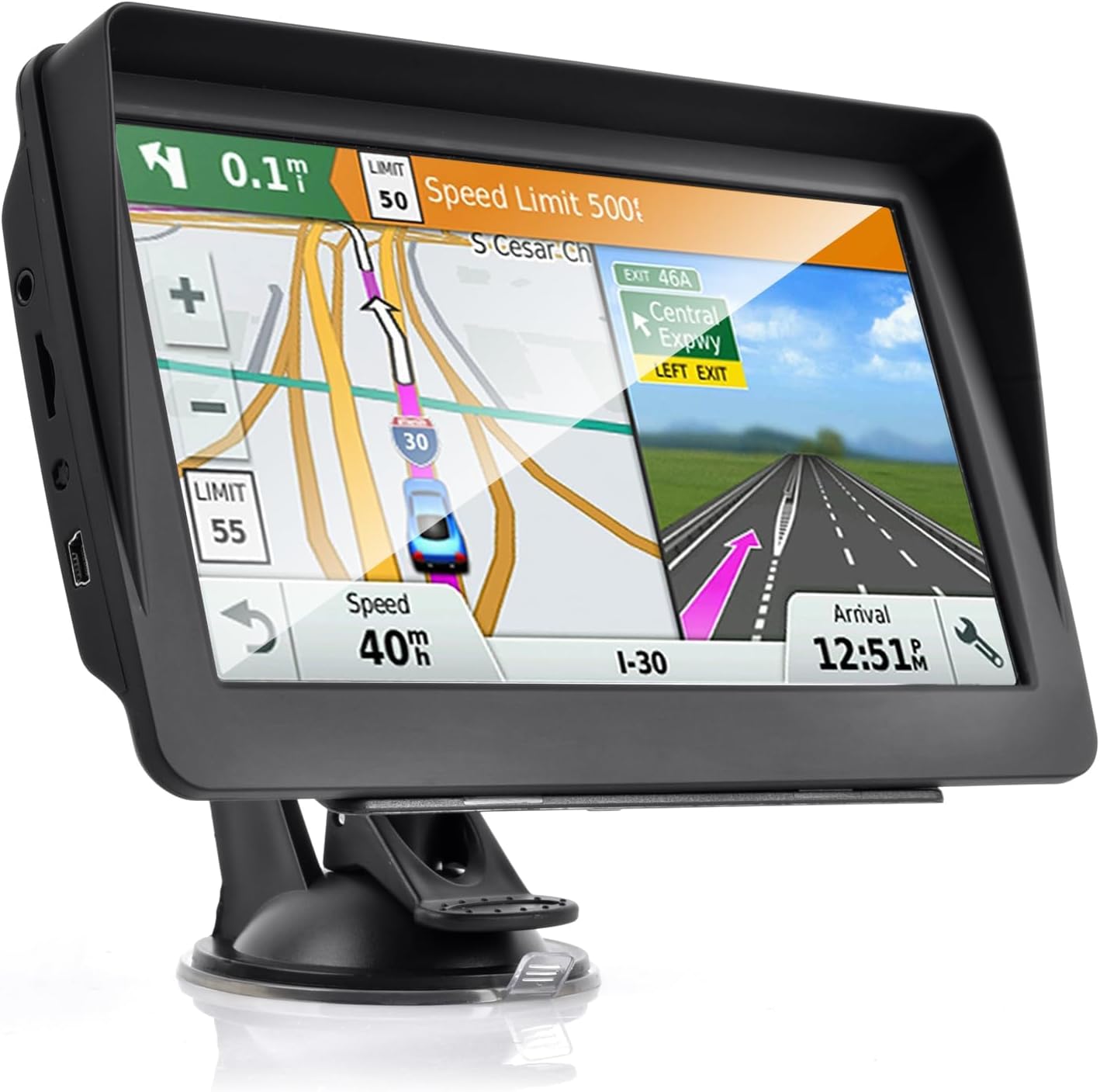 GPS Navigator for Car2025 Latest 7-inch HD Touch Screen Voice Turn Alert Speed Limit Red Light Alert Truck Car GPS Navigation with pre-Installed North American maps and Free Lifetime Updates