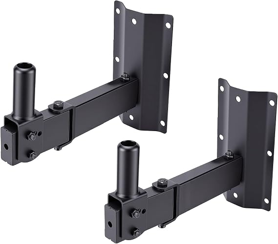Heavy Duty Dual PA Speaker Wall Mount Brackets Pair, Black