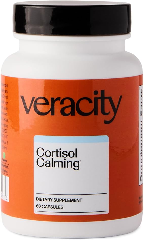 Veracity Cortisol Calming - Clinically Proven Stress & Sleep Support Supplement - Reduces Tension & Improves Mental Clarity with Natural Blend of Adaptogens - 60 Capsules
