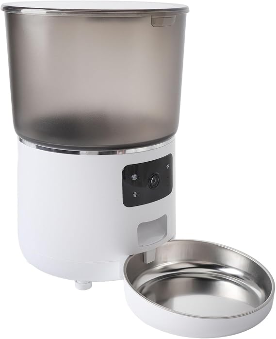 Automatic Pet Feeder, 4L Timed Pet Feeder with APP Smart Alerts for Cats and Dogs, USB Wireless Dog Cat Food Dispenser, Granary Pet Feeder for Cats & Dogs (White)