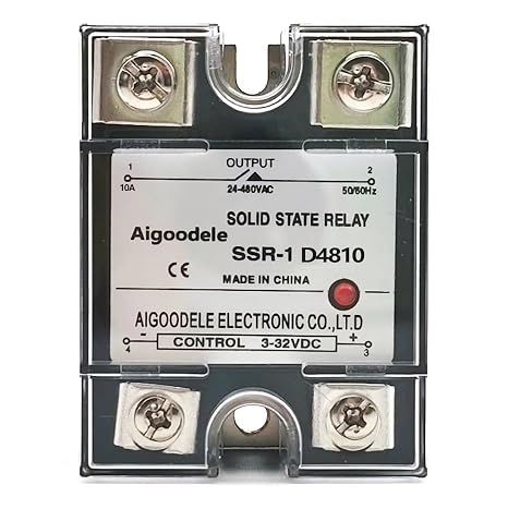 SSR Relay D4810 Solid State Relay SSR-10DA (Only Module) DC to AC Input 3-32VDC to Output 24-480VAC 10A Single Phase Plastic Cover
