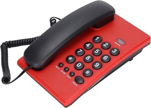 KXT504 Desk Telephones Landline, Multi Functional Battery Corded Telephone with Pause/Mute/Hold/Redial, for Office Hotel Living Roomred