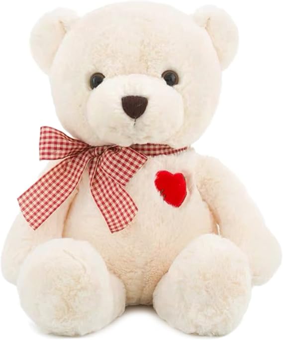 15Teddy Bear with Heart Cute White Teddy Bear Stuffed Animals for Valentines Day Soft Stuffed Bear Plush Bear Plushie Toys Gifts for Girlfriend Boyfriend Kid