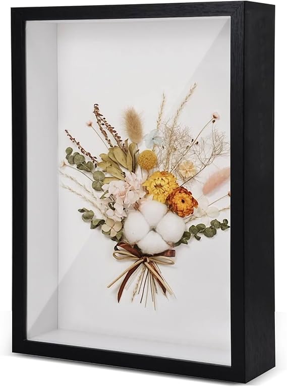 3D Shadow Box, 23 x 32 cm Shadow Box Frame, Wooden Photo Frame, Deep Picture Frames Box Display for Crafts Memorabilia Flower Tickets Medal (Black 3CM)