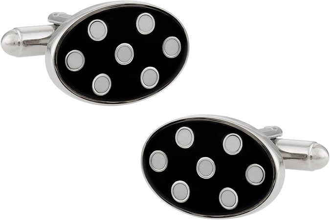Cuff-Daddy Polka Dot Cufflinks in Black & White with Presentation Box