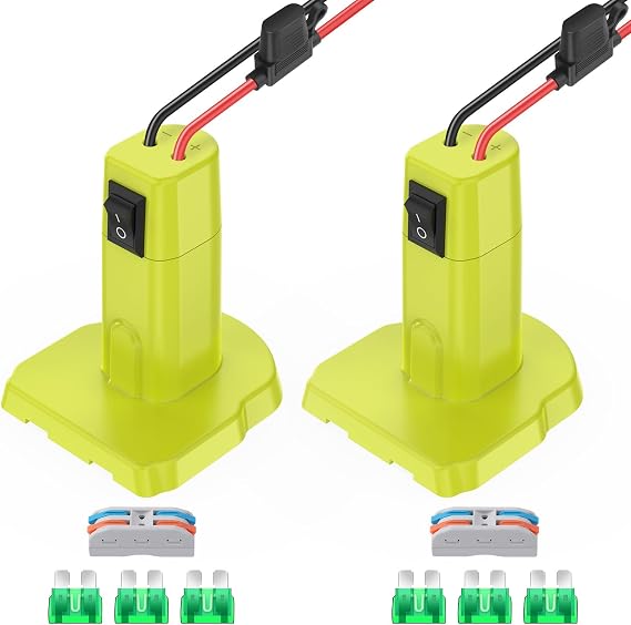 2 Packs Power Wheel Adapter for Ryobi 18V Battery Adapter Power Wheel Battery Conversion Kit with Switch, Fuses & Wire Terminals, 12AWG Wire, Power Connector for DIY RC Car Toys and