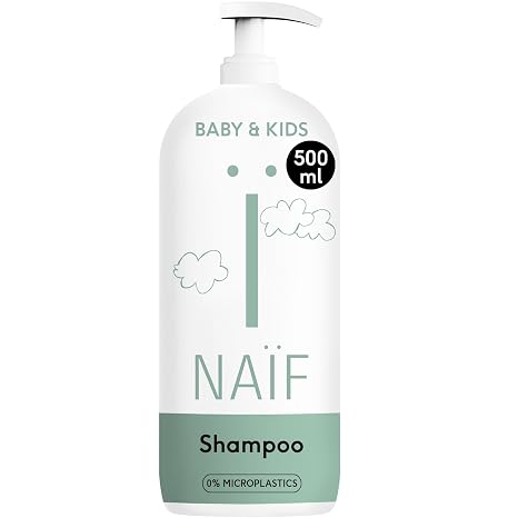 NAÏF Shampoo für Baby & KindReinigt das Haar und die empfindliche Kopfhautfrei von SLS/SLES SilikonenNatürliches mit Kokosnuss- Baumwollsaatöl100% Vegan500ml