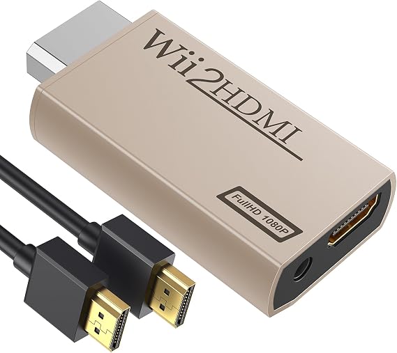 GANA Wii to HDMI Converter Adapter with Hdmi Cable Connect Wii Console to HDMI Display in 1080p Output Video with 3.5mm Audio Supports All Wii Display Modes Khaki