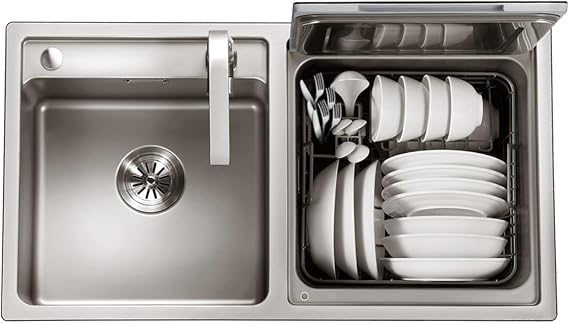 FOTILE SD2F Stainless Steel Kitchen In-Sink Dishwasher Combination, Heavy Gauge Bowl Dish Sanitizing, Energy-saving Countertop Dishwasher