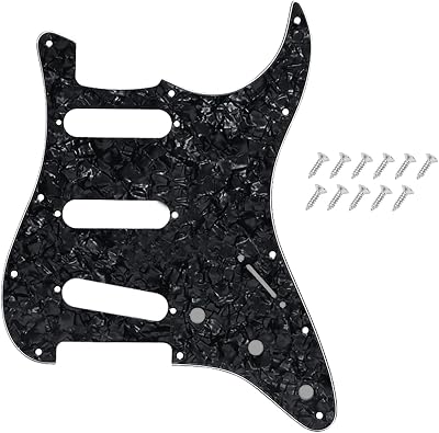 11 Hole SSS Strat Pickguard for Fender USAMexican Made Standard Stratocaster Modern Style Electric Guitar, Black Pearl, 4ply.
