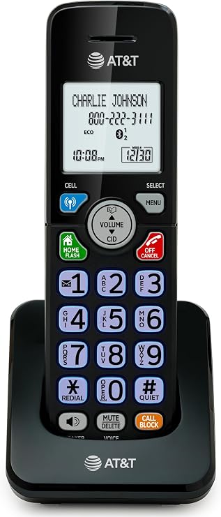 AT&T Accessory Handset for DL72X79 Series Cordless Phone with Bluetooth Connect to Cell, DECT 6.0, Big Buttons, Unsurpassed Range, ECO Mode, Backlit Display, Supports Up to 5 Total Handsets: DL70079