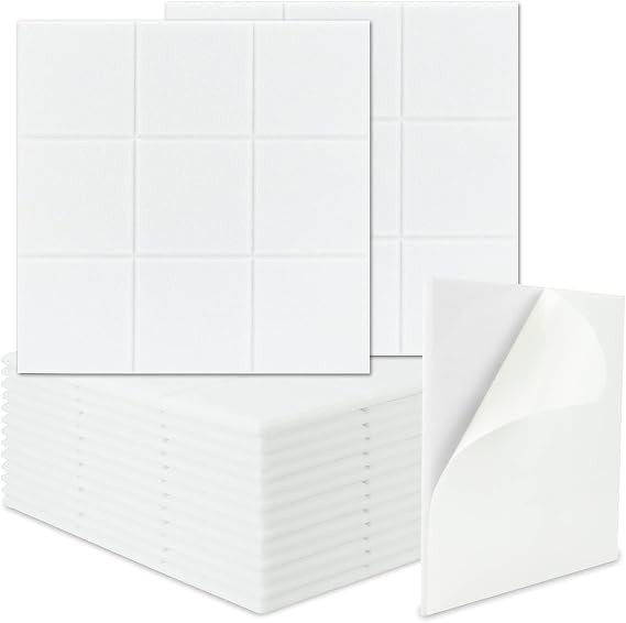 BXI Sound Absorber - 16 Pack Self-adhesive 12 X 12 X 0.4 Inches Acoustic Absorption Panels, Tackable Sound Absorbing Panels for Wall and Ceiling Acoustic Treatment