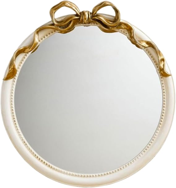 24-Inch Gold Bow Resin Mirror Perfect Decorative Accent for Nursery and Elegant Baby Room Decor (Gold_1, 24in)