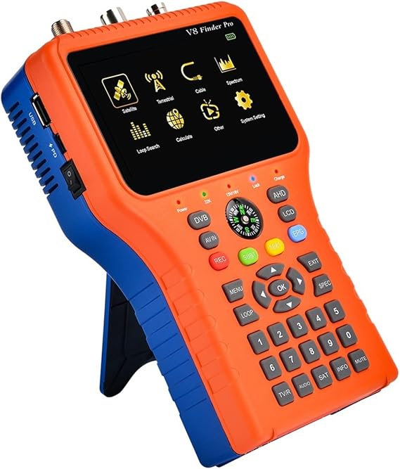 Satellite Finder Satellite Signal Meter Satellite Finder Meter DVB-S2/T2/C Combo HD Digital H.265 HEVC MPEG-4 Terrestrial Signal Finder