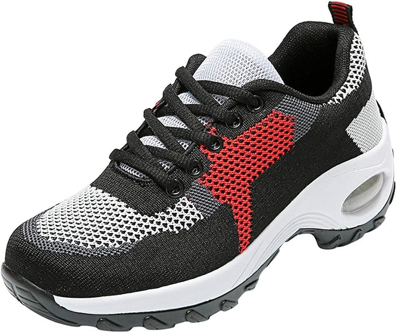 BORAMAX Running Shoes Women Tennis Shoes Lace Up Sneakers Shoes Breathable On Solid Slip Casual Womens Fashion Lightweight