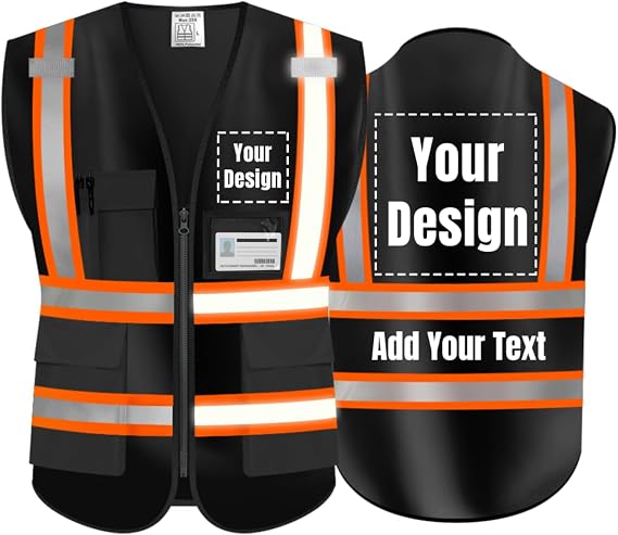 High Visibility Reflective Safety Vest Customize Logo With 5 Pockets Hi Vis Vest Outdoor Protective Workwear