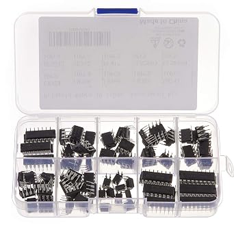 85 pcs 10 Types Integrated Circuit chip Assortment Kit,opamp,Single Precision Timer,pwm,IncludingLM324 LM358 LM386 LM393 UA741 NE5532 NE555 PC817 ULN2003 ULN2803.