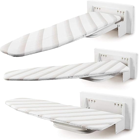 uyoyous Wall Mounted Ironing Board Compact Iron Board 37.8X11.8 Inch | 180 Swivel Foldable Iron Board Hanger with Heat Resistant Cover Ironing Board Holder for Small Spaces, Home & Laundry Room