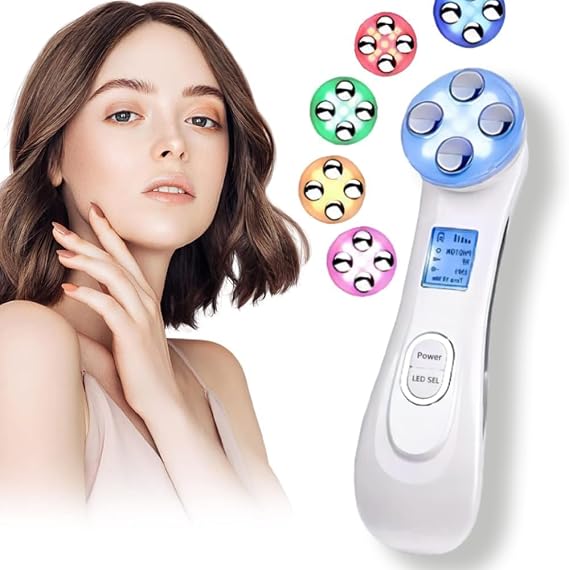 Face Massager for Skin Care Electric,EMS Microcurrent Massagewith 6 Skincare Modes 45°C and 6 Color LED Light,for SkinTightening & Neck Lifting EMS Massage Face Toning Firming