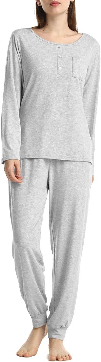 BAMBOO COOL Women's Pajama Set Lightweight Long Sleeve Loose Fit Soft Bamboo Sleepwear for Women