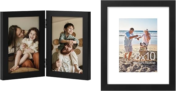 decorUhome Double 4x6 Picture Frame Black and 8x10 Picture Frame Black