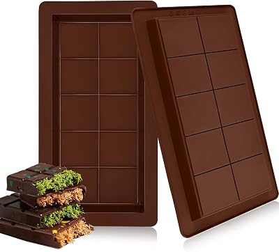 2 Pieces Dubai Chocolate Bar Molds Silicone Bar Molds 1 Inch Deep Thick Large Candy Mold for Filling Knafeh Pistachio Chocolate Bar