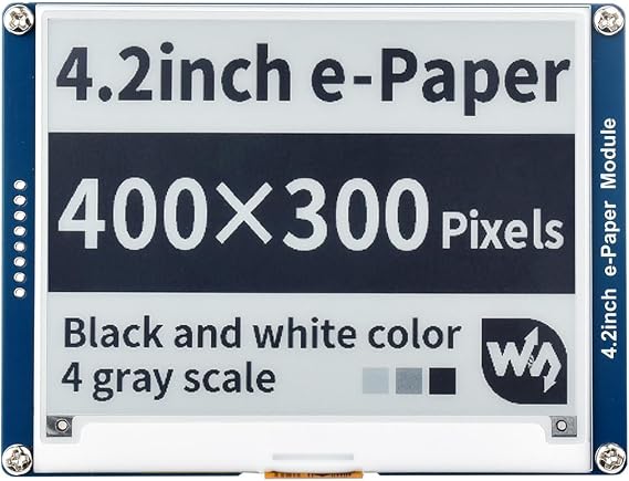Waveshare 4.2 Inch E-Paper Display Module Kit 400 x 300 Resolution 3.3 V/5 V E-Ink Electronic Screen with Embedded Controller SPI Interface for Raspberry Pi/Jetson Nano/Arduino, Support Full Refresh
