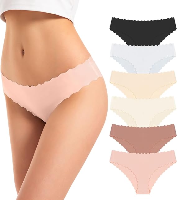 TANSTC Seamless Knickers Women No VPL Underwear Wave Edge 6 Pack