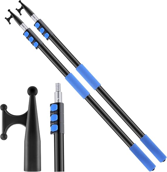 3.6-12ft 4-Stage Telescoping Boat Hook Pole for Docking, Floating Aluminum Lightweight Extension Pole with Utility Hook for Push and Pull Boats, Dock Accessories