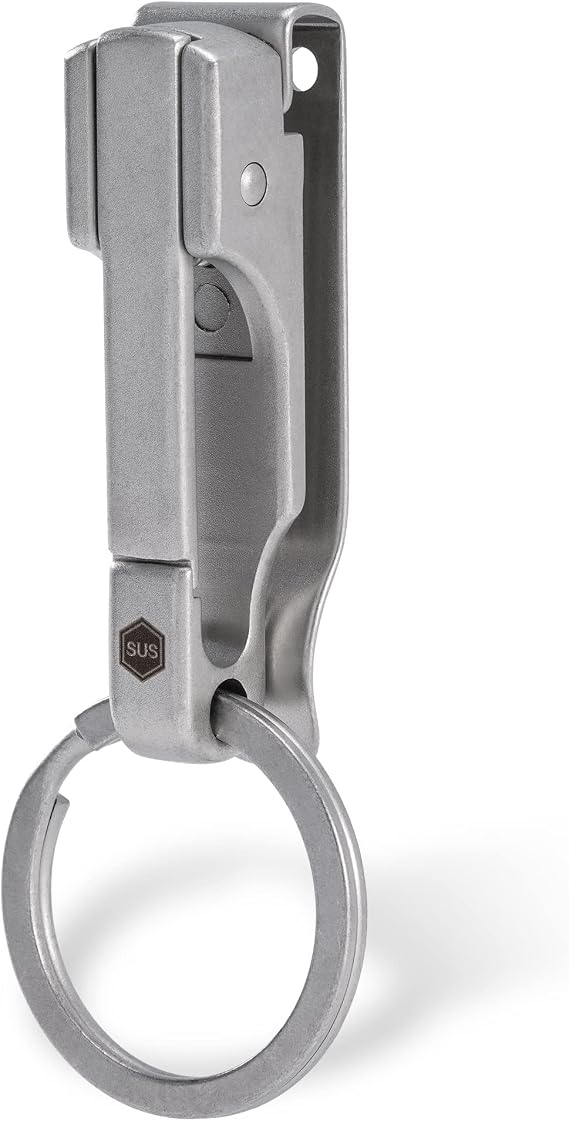 KeyUnity Quick Release EDC Belt Keychain Clip,Carabiner Clip For Keys,Stainless Steel Duty Belt Key Ring Holder for Pants,Jeans & Trousers,Ideal for Home, Office