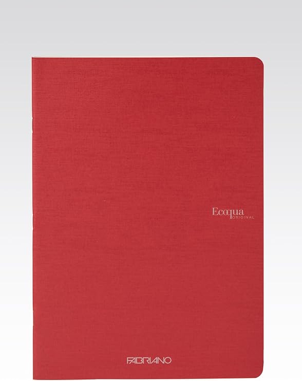 Fabriano EcoQua Original 5.8" x 8.3" (A5) Saddle-Stitch Bound Notebook, 40 Lined Sheets, Cherry