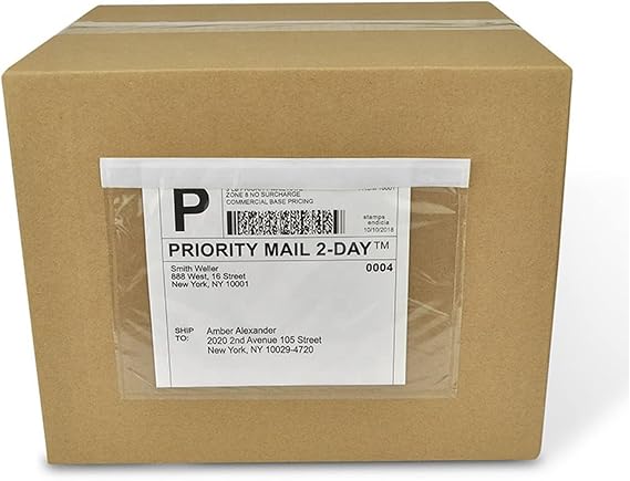 7.5" x 5.5" Shipping Label Sleeves, Self-Adhesive Top Loading Packing List Pouches, Clear Envelopes (400 Packs)