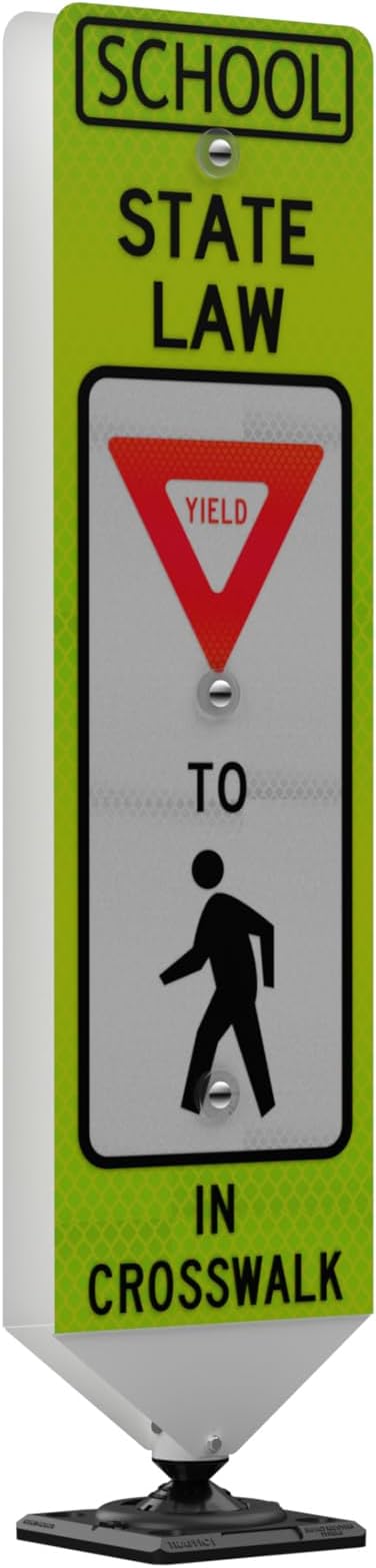 Impact Recovery - In-Street Pedestrian Crossing Signs - Street Sign - Road Sign - Pedestrian Safety Signs - School Yield with Surface Mount Base