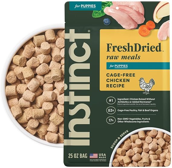 Instinct Puppy Freeze-Dried Meals, FreshDried Bites, Natural Dog Food, Grain-Free - Cage-Free Chicken, 25 oz. Bag