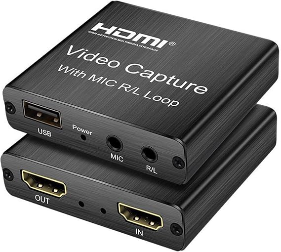 4K USB 2.0 Video Capture Card, USB2.0 HDMI Video Grabber Record Box with My Loop R/L for PS4 Game DVD Recording Live Streaming