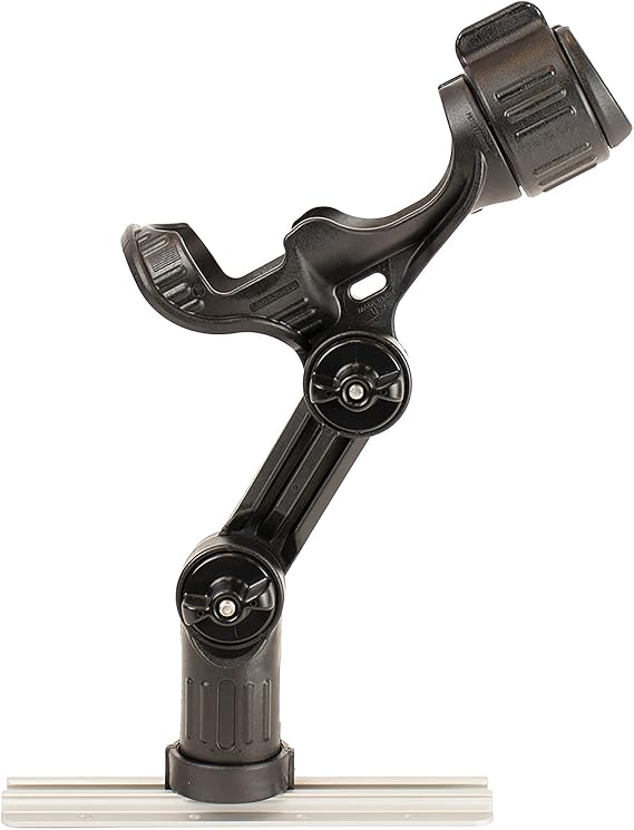 YakAttack Omega Pro Rod Holder - Secure & Adjustable LockNLoad System | Track Mount Fishing Rod Holder for Kayak & Boat | Compatible with Spinning, Casting, Fly Reels | Black (Professional)