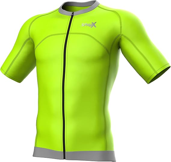 Sparx Men's Aero Tri Tank Short Sleeve Tri Tops Triathlon Tank Race Cycling Swim Bike Run (Neon Yellow, Small)