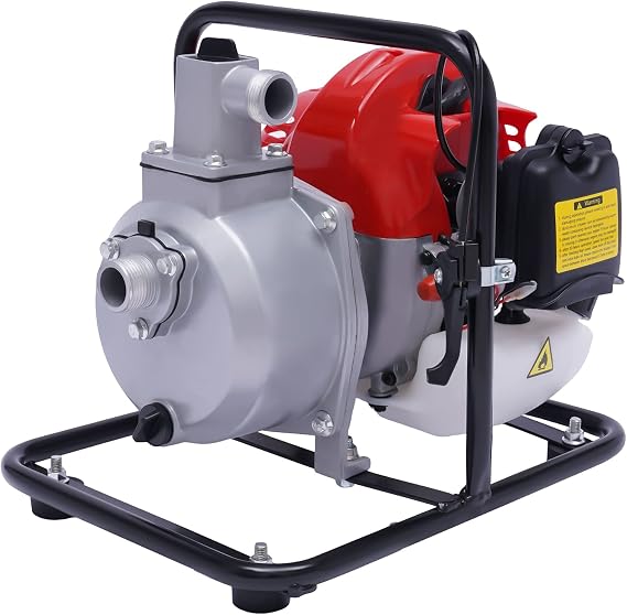 Gas Powered Water Pump,Water Transfer Pump, Gas Water Pump 1 Inch 2 Stroke 2HP 43CC Portable Small Gas Pump Irrigation Water Pump Hand Well Pump Pools Gardening