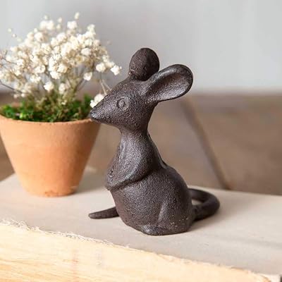 CTW Home Collection Cast Iron Mouse Figurine - Neutral Color Family, Modern Style
