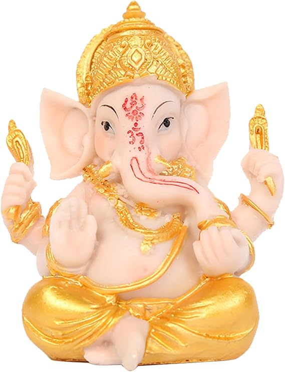 Ganesh Idol for Car Dashboard Feng Shui Lucky Elephant Statue Housewarming Congratulatory Gift, Wealth Prosperity Sculpture Decor for Business Home