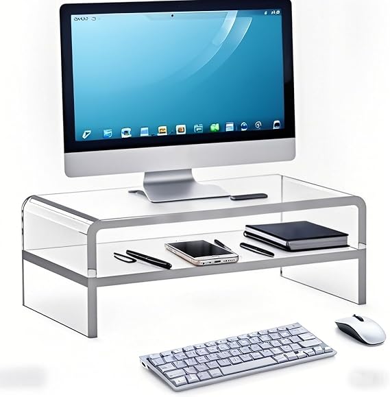 Acrylic Monitor Stand,2 Tier 20 inch Acrylic Computer Monitor Stand Riser