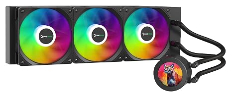 Gamepower Skadi LCD 360 AIO CPU Liquid Cooler, 2.1" Display for GIFS and Metrics, 360mm Radiator with 3X PWM HDB Fans, 14.5 W/mK Thermal Paste, Compatible with Intel LGA 1700, 1851, 115x, AMD AM4/AM5